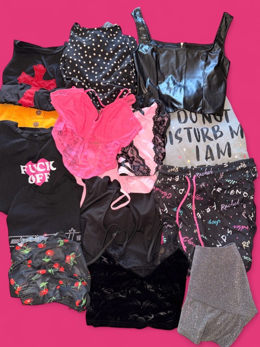 Y2K Mixed Women's Clothing Lot - Black, Pink, Gray, Patterns